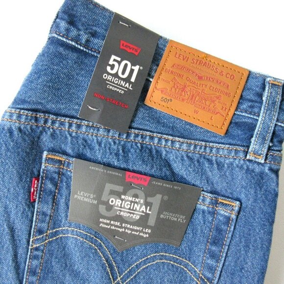 NWT Levi's 501 Original in Bottom Line Cut-off Hem High Rise Straight Jeans 32 - Picture 4 of 5